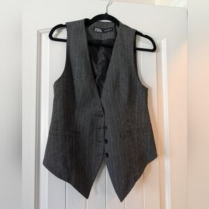 Zara Charcoal Gray Tailored Vest